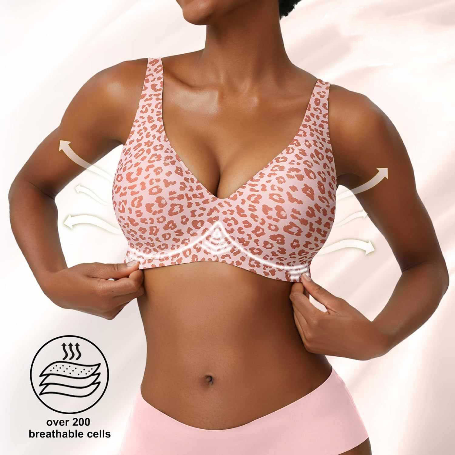 Women's Seamless Pink Leopard  - مراجعة Plunge Bra Push Up وسعره