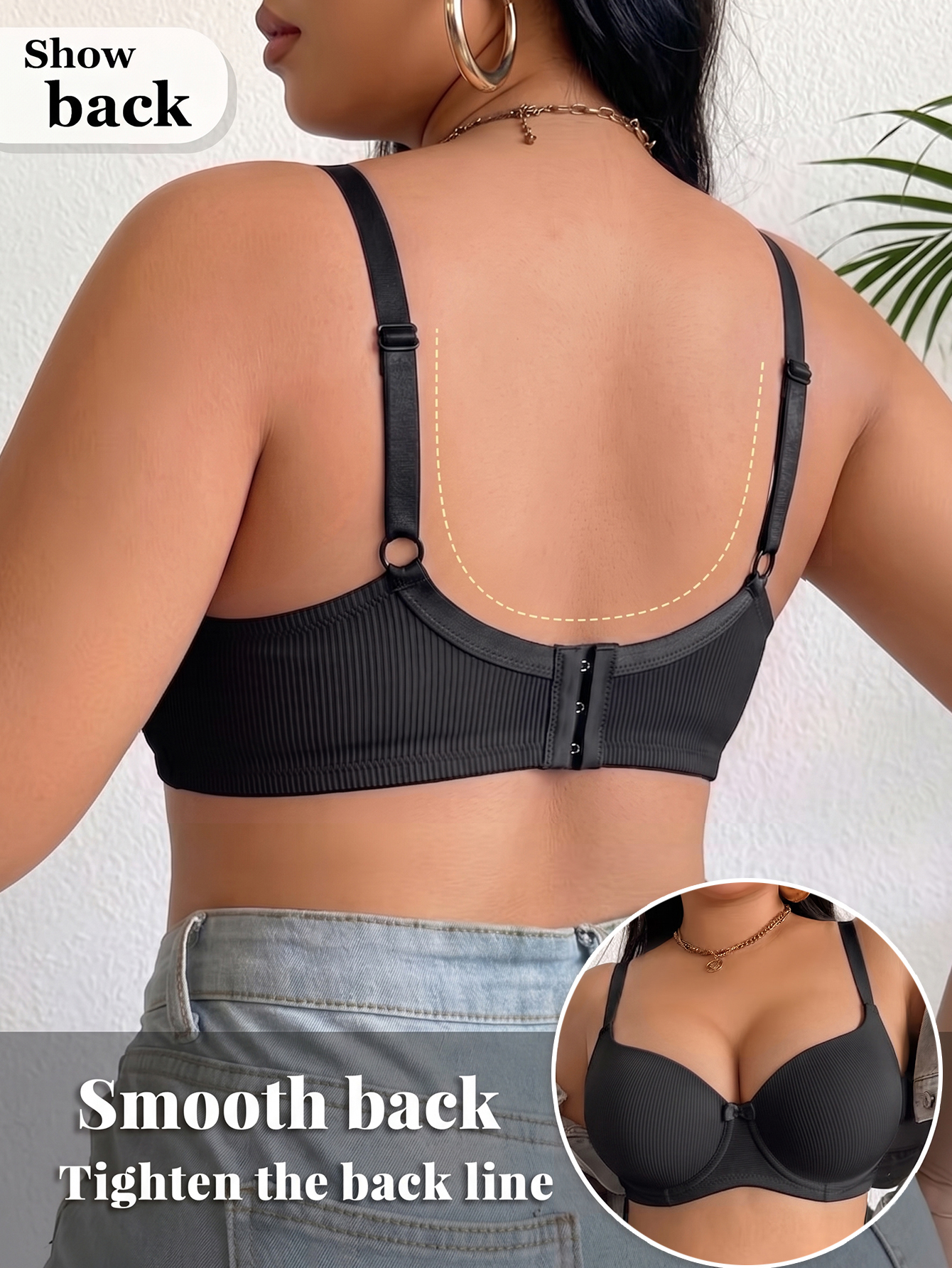 Plus Size Women Bra Thin Cup U - مراجعة Plunge Bra Push Up وسعره