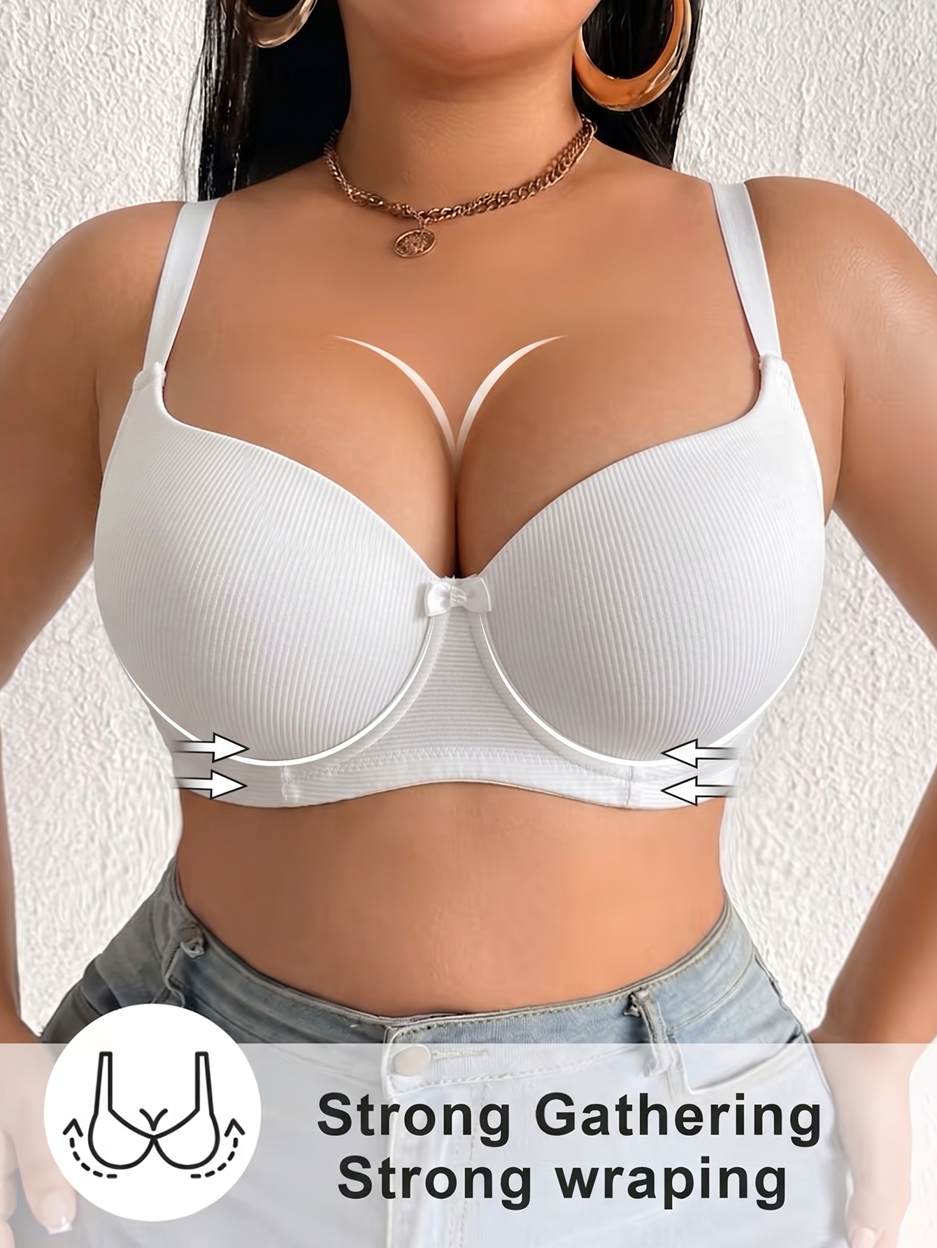 Plus Size Women Bra Thin Cup U - مراجعة Plunge Bra Push Up وسعره