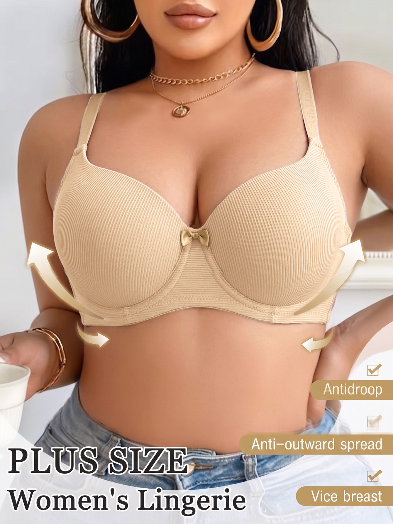 Plus Size Women Bra Thin Cup U - مراجعة Plunge Bra Push Up وسعره