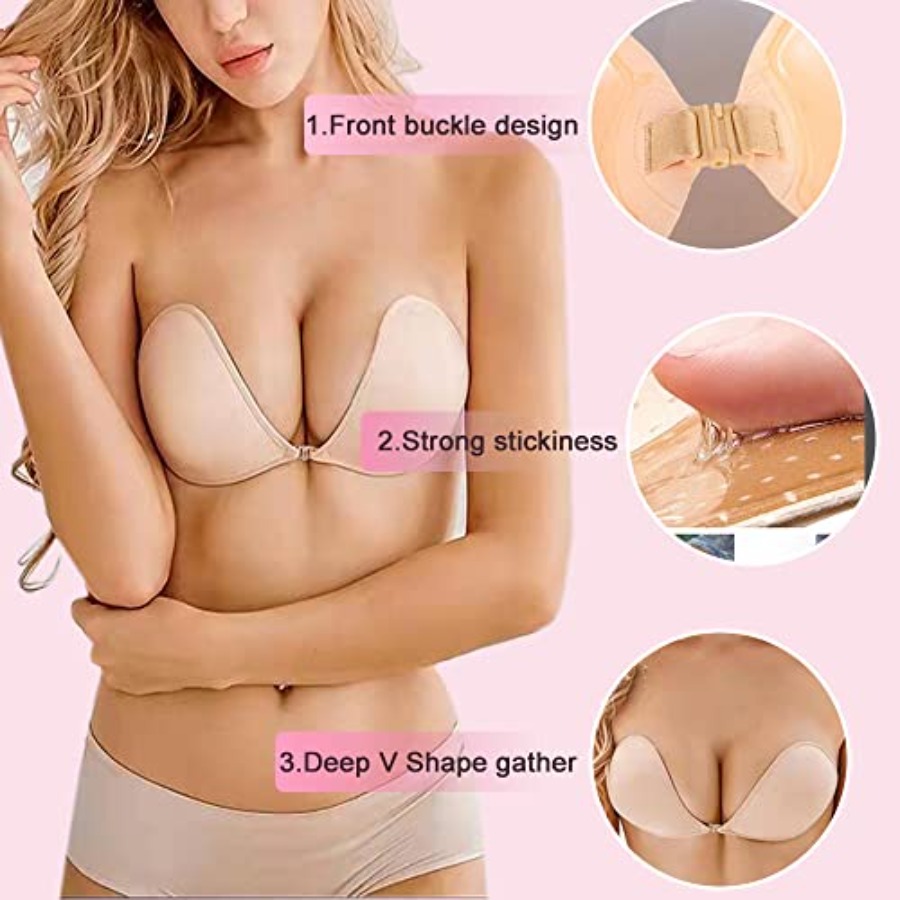 Hasimor 2 PCS Strapless Adhesi - مراجعة Push Up Bra Silicone وسعره