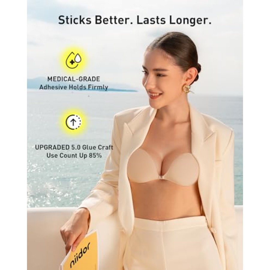 Niidor Adhesive Bra Strapless  - مراجعة Push Up Bra Silicone وسعره