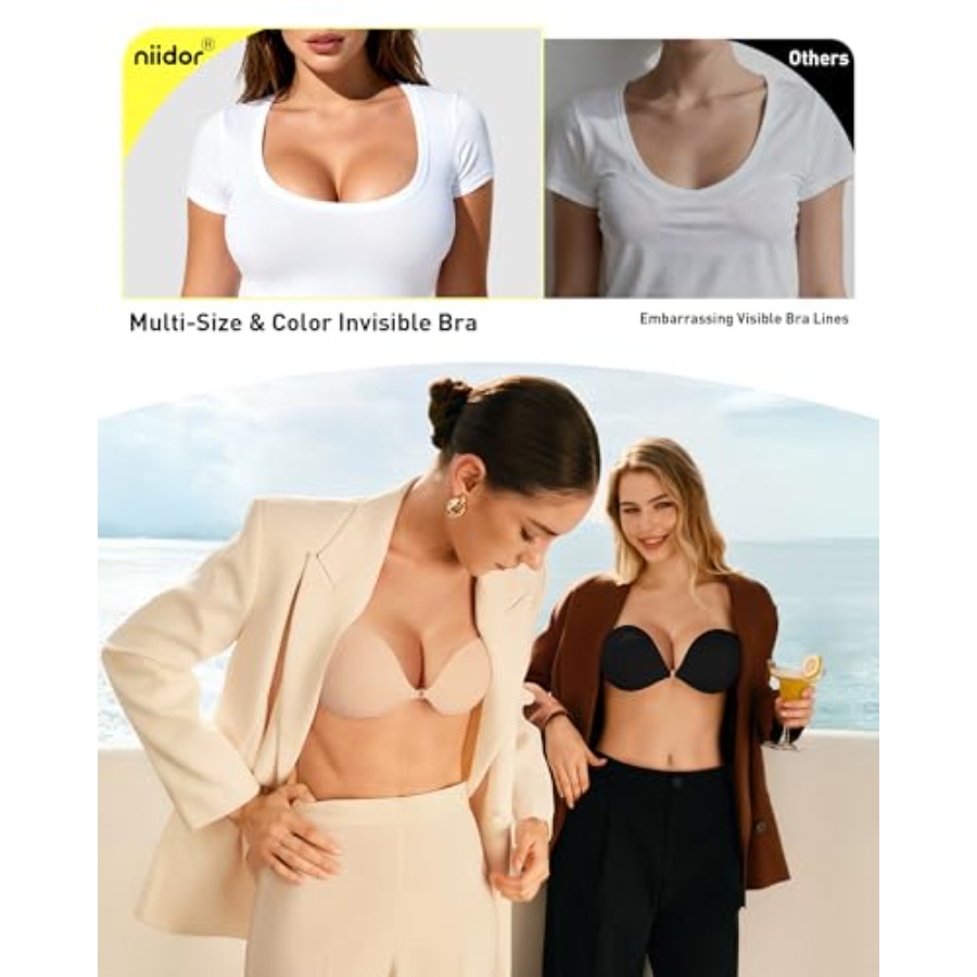 Niidor Adhesive Bra Strapless  - مراجعة Push Up Bra Silicone وسعره