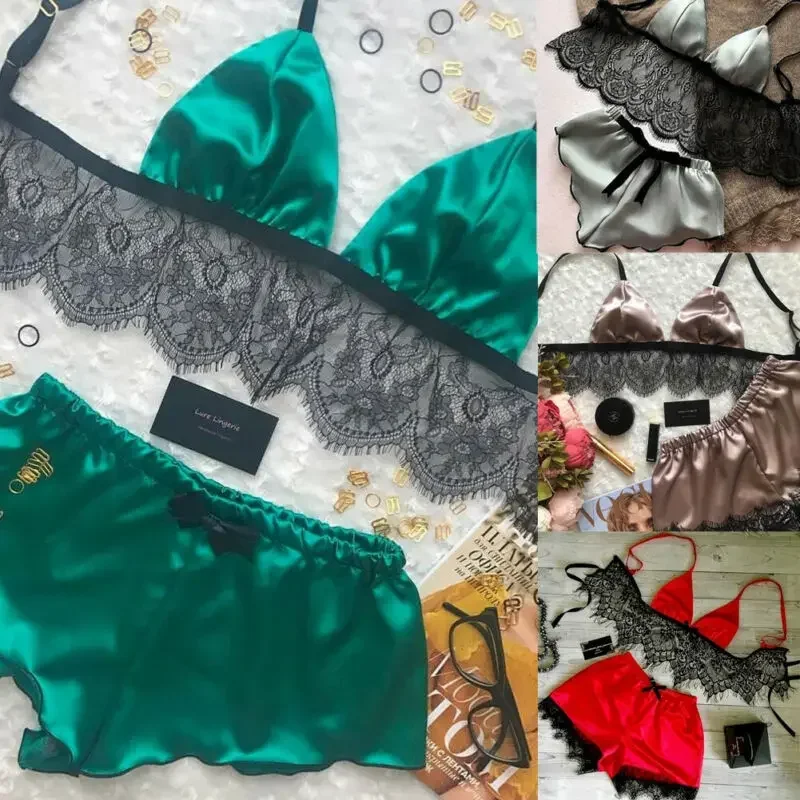 Women's Underwear Sexy Silk Sa - مراجعة Lace Bralette Set وسعره