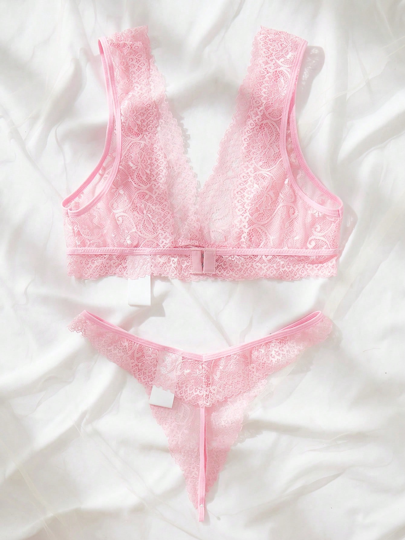 Pink Lace Lingerie Set Sheer F - مراجعة Lace Bralette Set وسعره