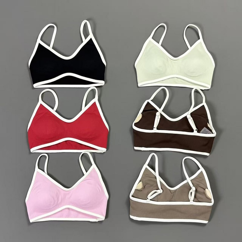 Women Contrastline Yoga Bra V  - مراجعة Sports Bra Racerback وسعره