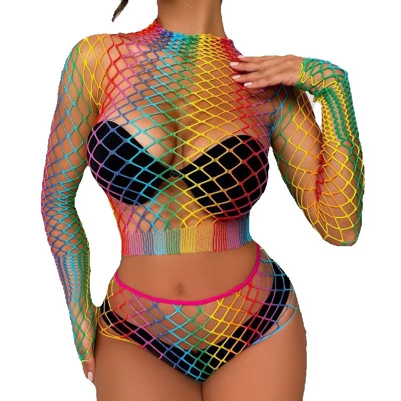 Sexy Rainbow Mesh Lingerie Set - مراجعة Sheer Bra Lace وسعره