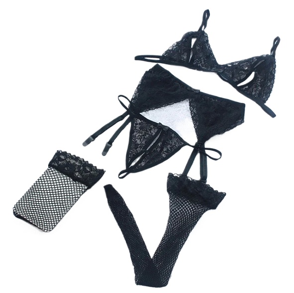 Lace Women Lingerie Set 4 Pcs  - مراجعة Lace Bralette Set وسعره