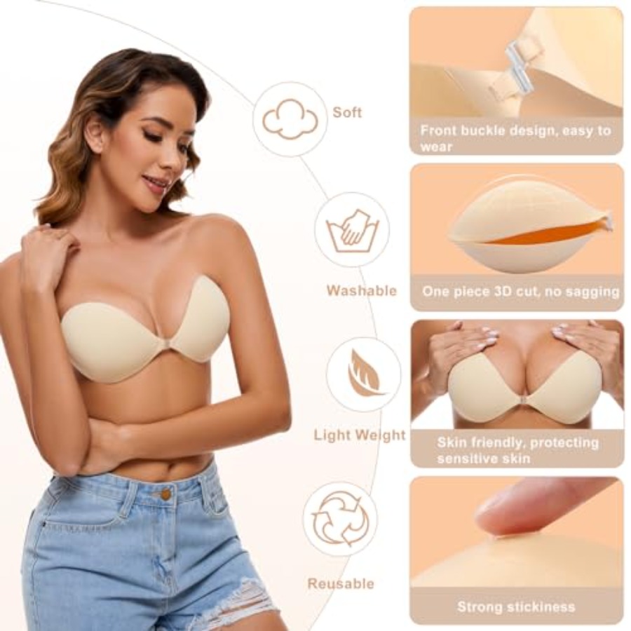 RELIRELIA Women's Sticky Self  - مراجعة Push Up Bra Silicone وسعره